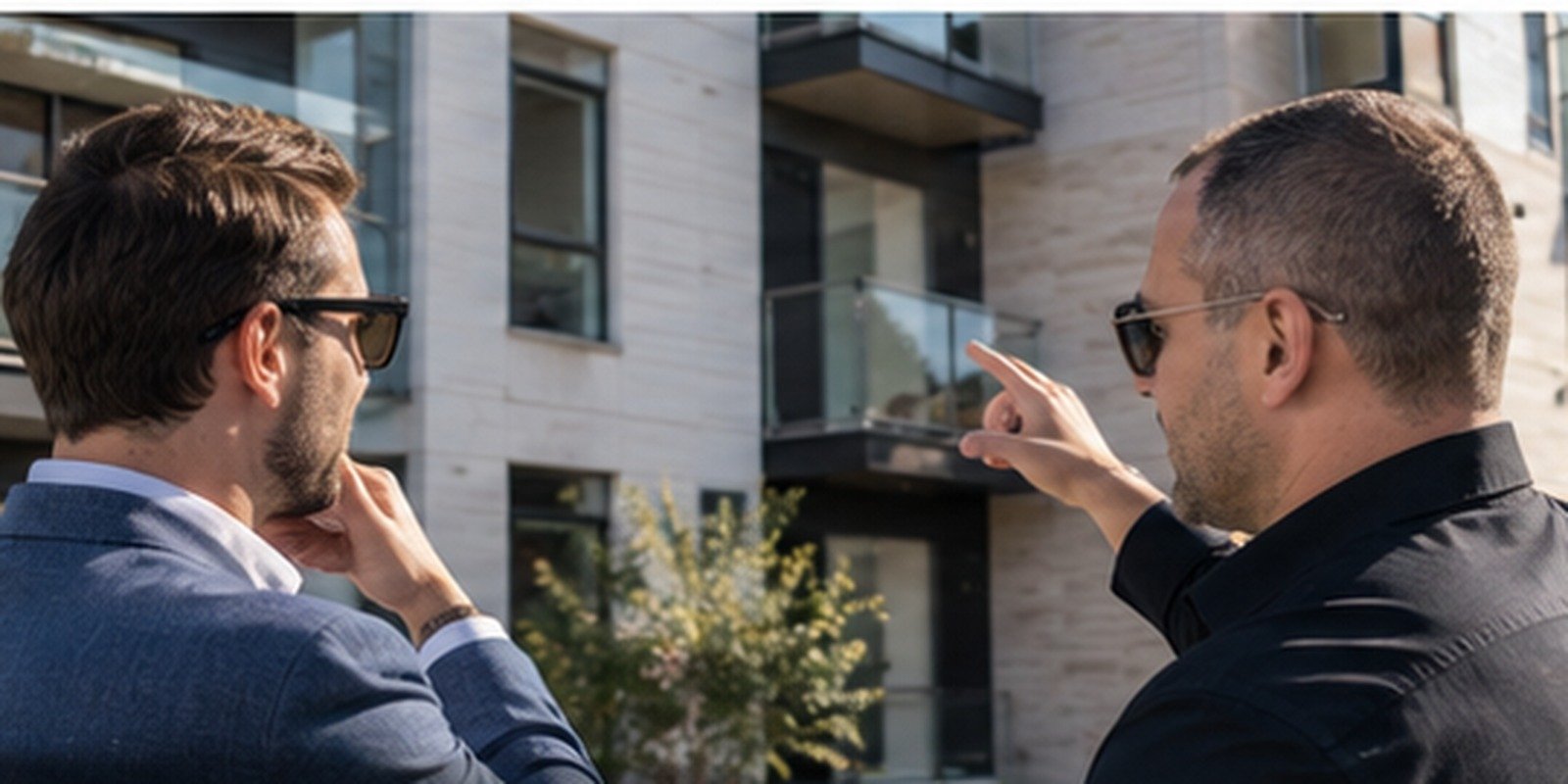 Real estate investor and loan officer reviewing an investment property